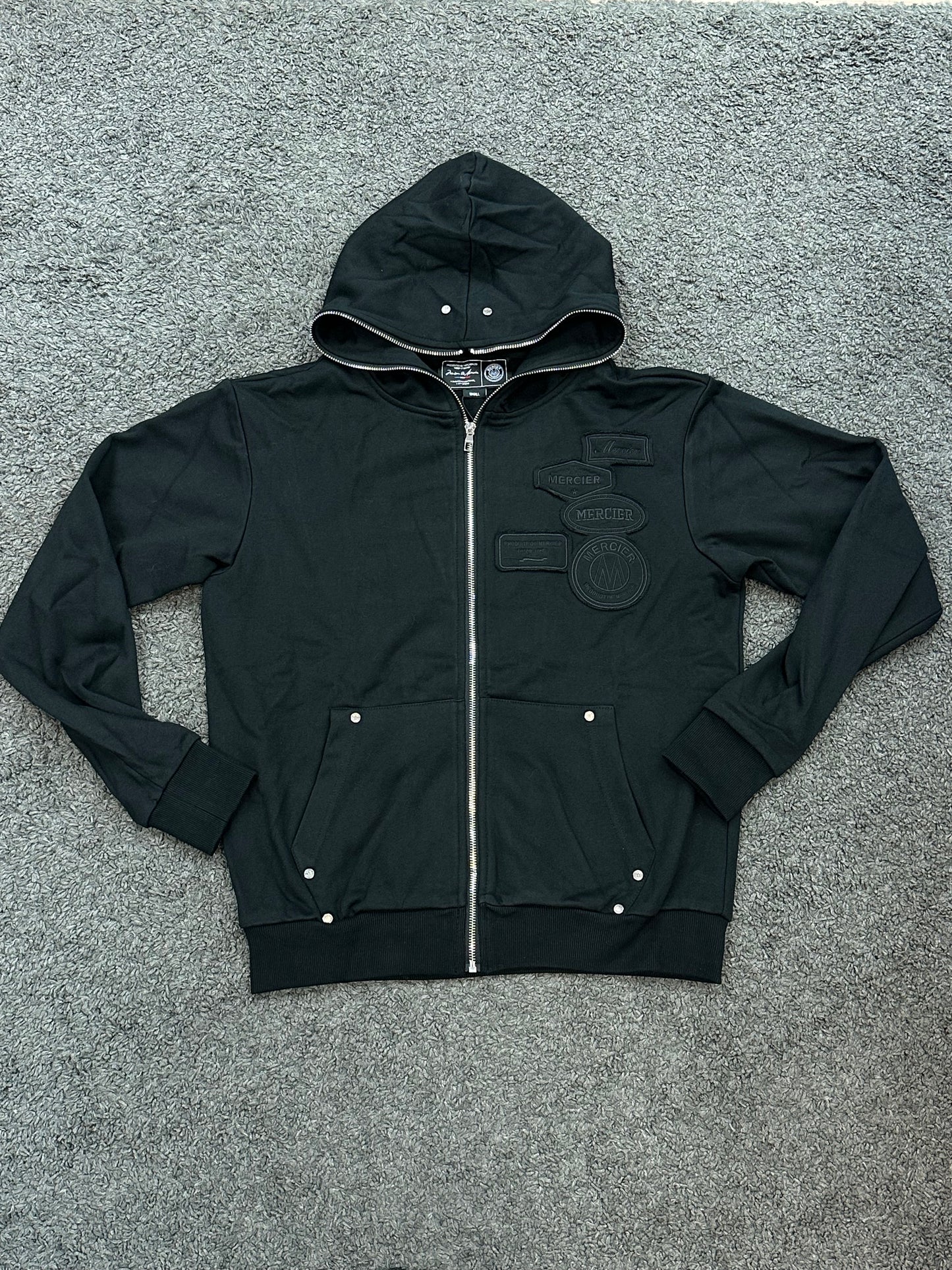 Mercier Studded Zip Hoodie Black