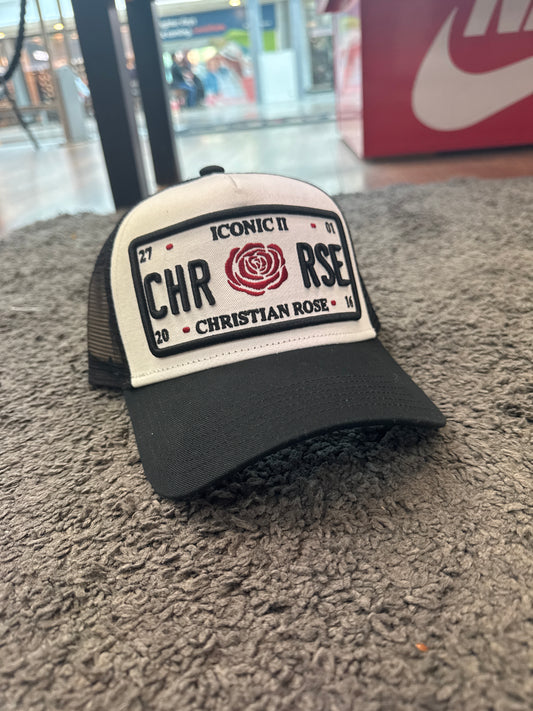 Christian Rose CR019 Black White Trucker Cap