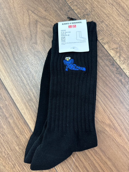 KAWS Warhol Uni Qlo Black Blue Socks