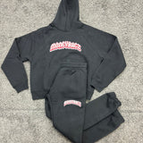 MoneyBagz Hooded Tracksuit Black Red Logo