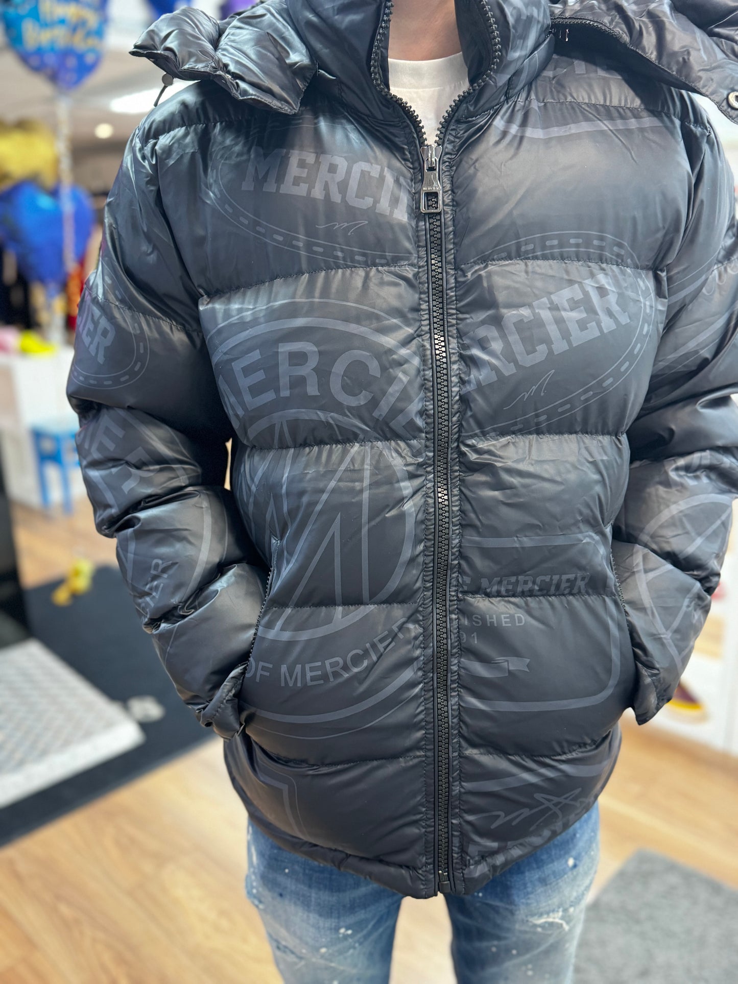 Mercier Black Logo Puffa Jacket