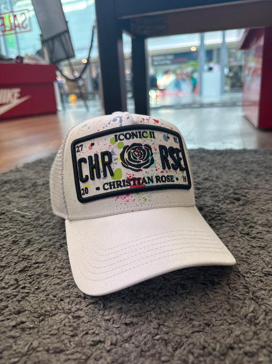 Christian Rose CR0D4 White Splash Trucker Cap