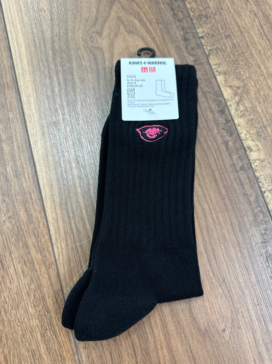KAWS Warhol Uni Qlo Black Pink Socks