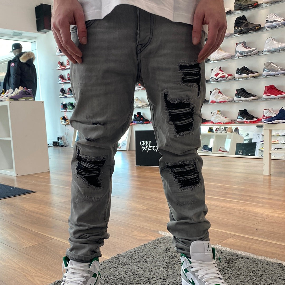 True Religion Grey Washed Grey Rocco SN Jeans in