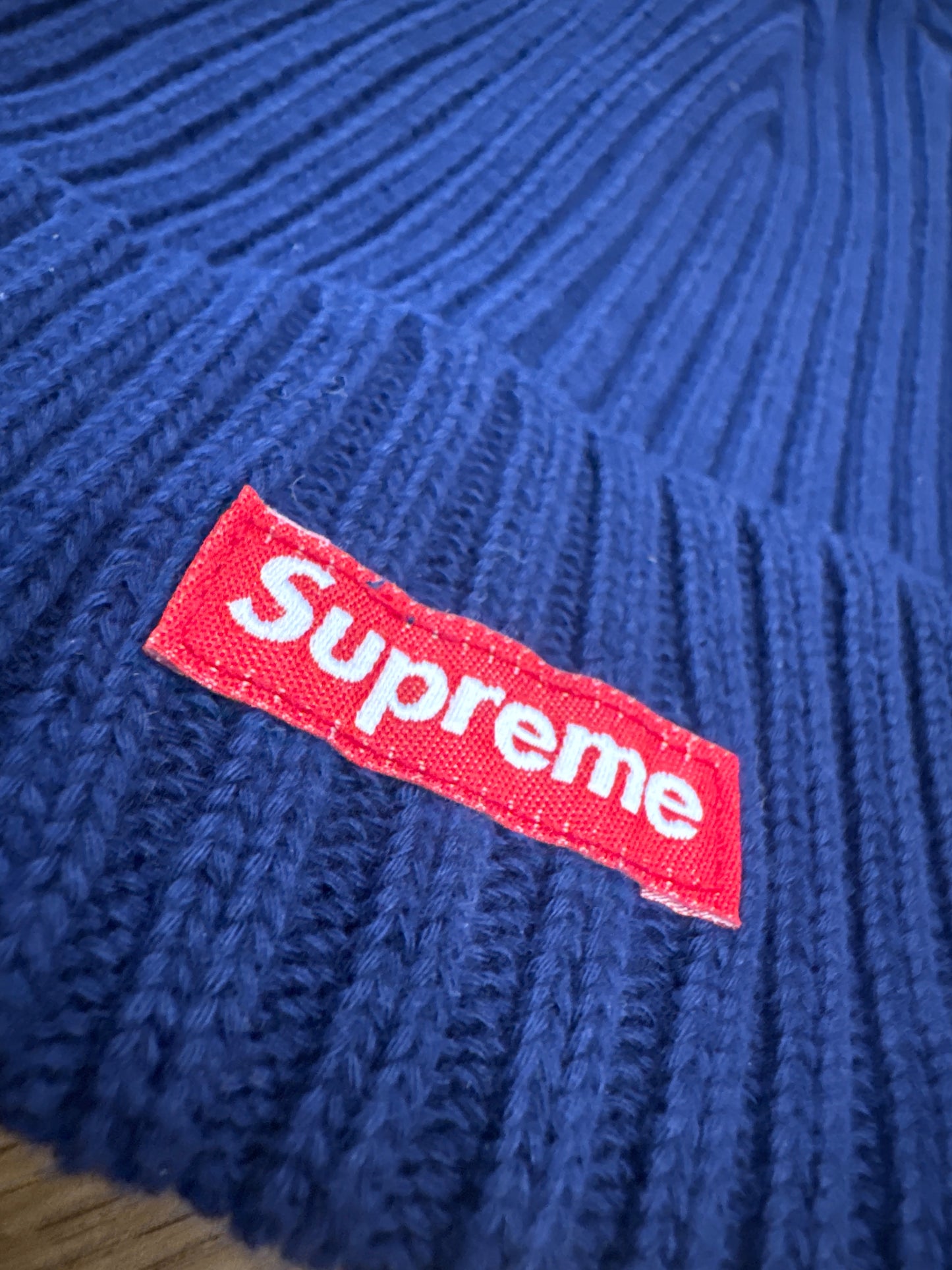 Supreme Navy Blue  box logo beanie