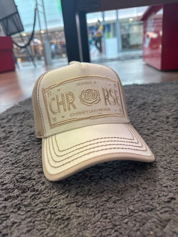 Christian Rose CR33 Cream Trucker Cap