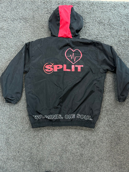 Split windbreaker black and red
