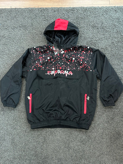 Split windbreaker black and red