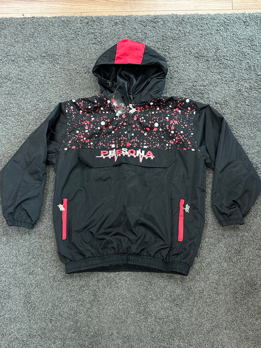 Split windbreaker black and red