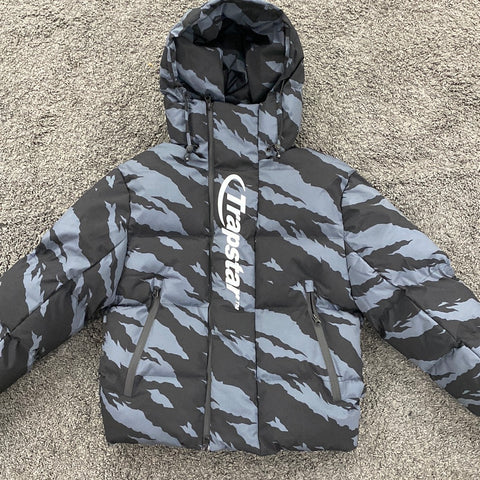 Trapstar Black Grey decoded hooded puffer jacket 2.0
