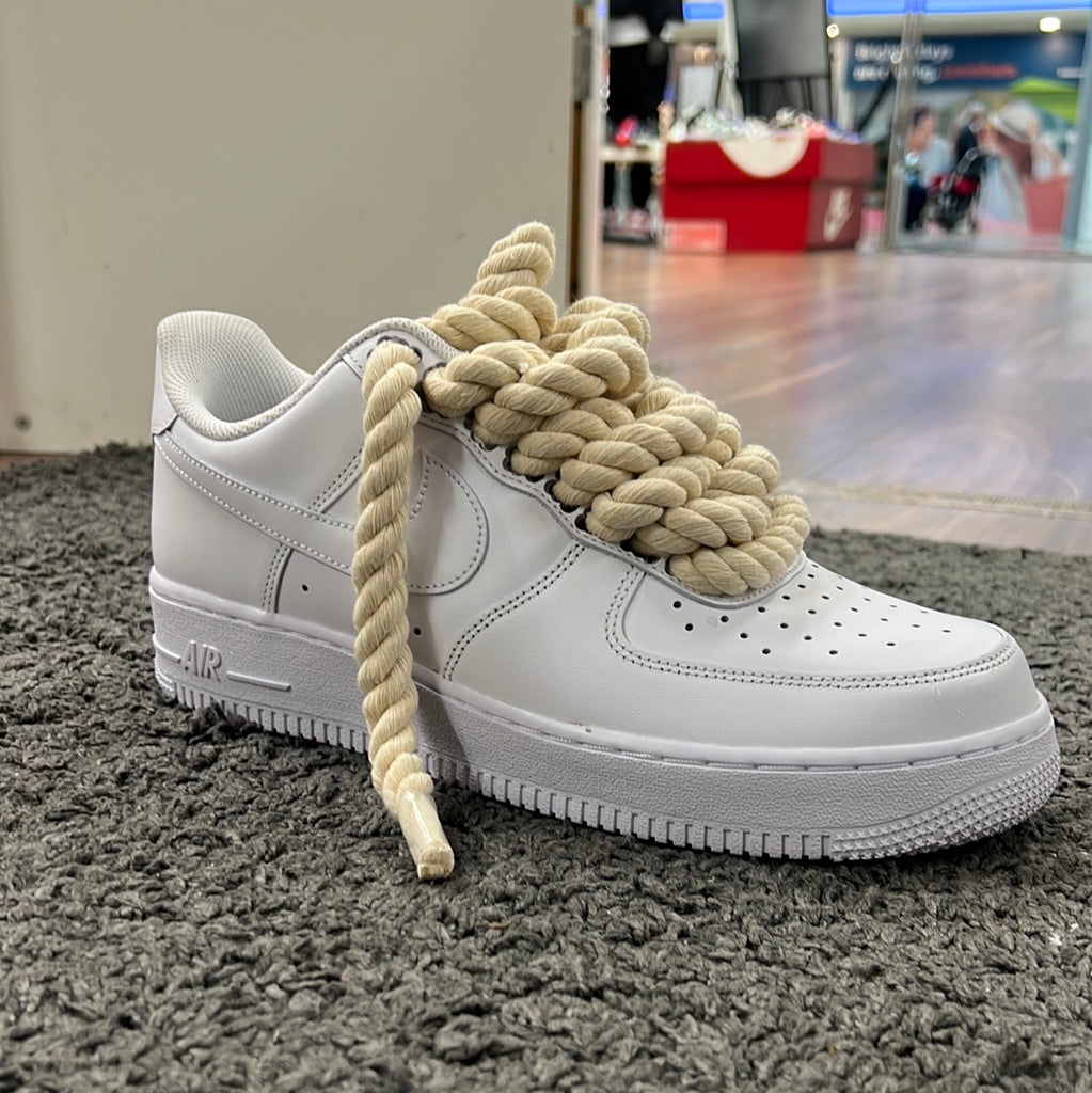 Rope Laces - Nike Air Force 1 Low '07 White Custom Made Size UK 7