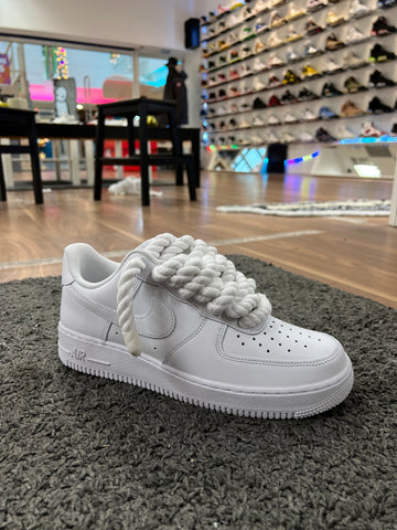 Nike Air Force 1 Custom Rope Lace ICE WHITE – Crep Select
