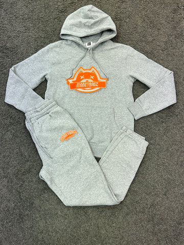 MoneyBagz Hooded Tracksuit Grey Orange