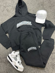 MoneyBagz Hooded Tracksuit Black Grey Logo