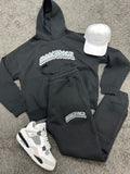 MoneyBagz Hooded Tracksuit Black Grey Logo