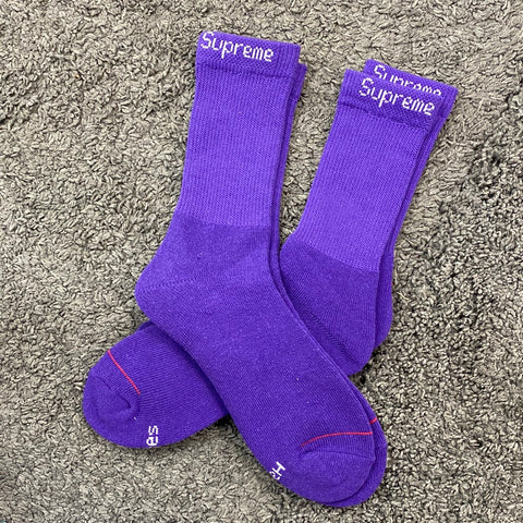 Supreme Purple Logo Socks