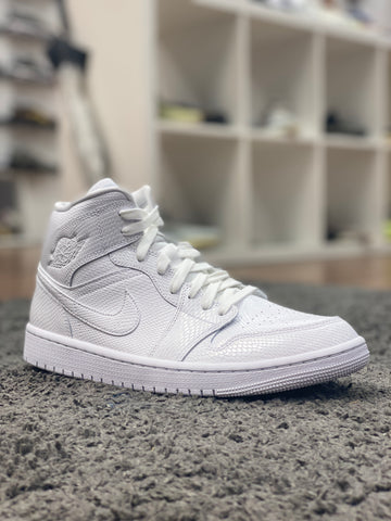 Air Jordan 1 Mid Snakeskin White