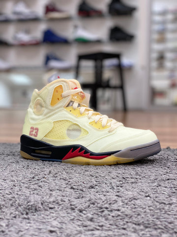 Air Jordan 5 X Off-White Sail Fire Red