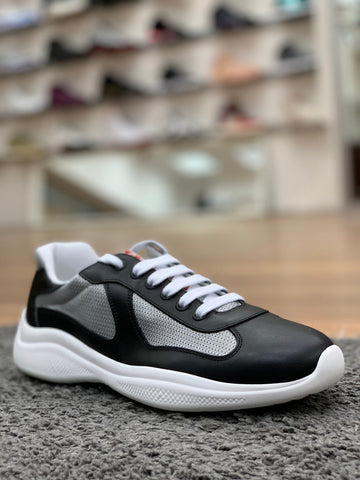 Prada Leather & Technical Fabric Sneaker Black