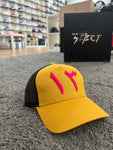 3RT1N Cap Mustard Pink Trucker