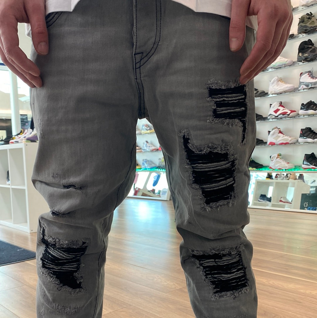 True Religion Grey Washed Grey Rocco SN Jeans in