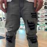 True Religion Grey Washed Grey Rocco SN Jeans in