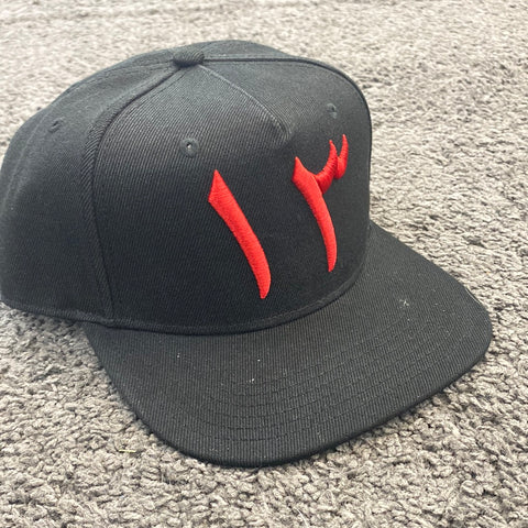 3RT1N Flat Cap Black Red Snapback